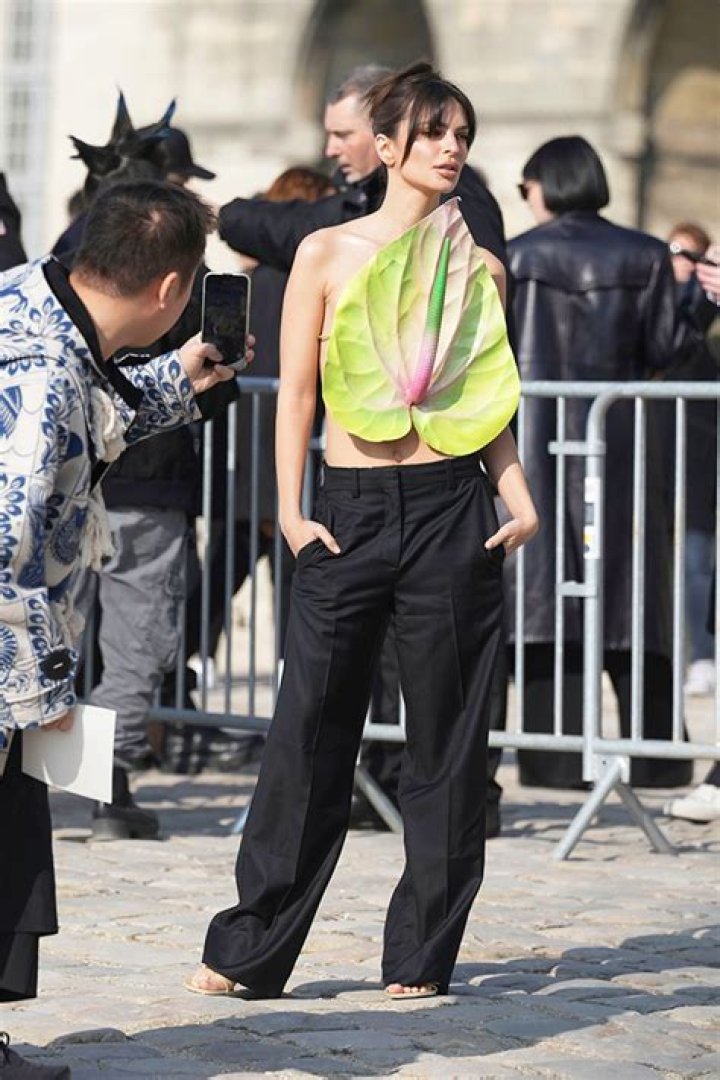 Emily Ratajkowski’s Leaf Shirt At Paris Fashion Week: Photos – Hollywood Life