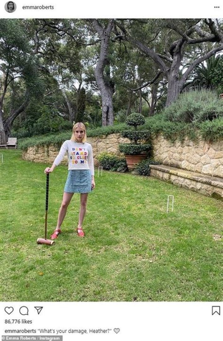 Emma Roberts Channels 80’s Iconic ‘Heathers’ Character While Playing Croquet In Quarantine