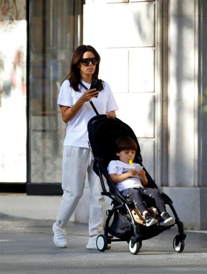 Eva Longoria Snuggles Son Santiago, 4, While Exploring Barcelona: Photos