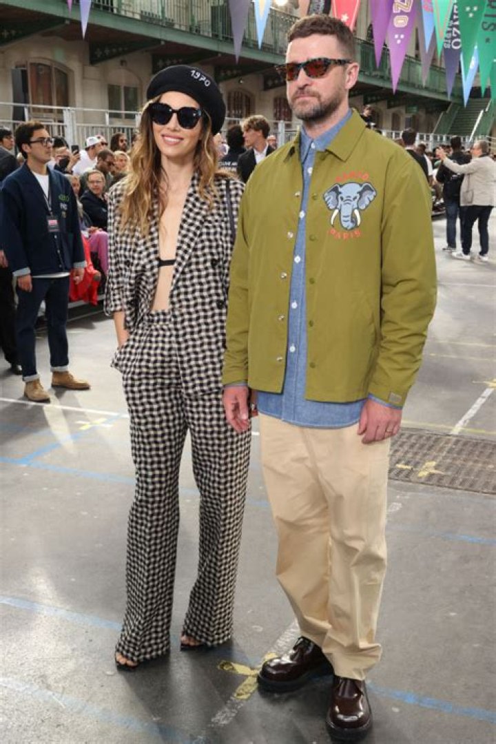 Jessica Biel Wears Black Bikini Top Under Suit At Kenzo Show With Justin Timberlake: Photos