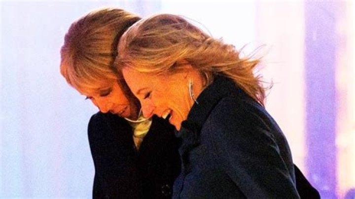 Jill Biden & Brigitte Macron Laugh As They Leave Dinner With Joe & Emmanuel Ahead Of State Dinner: Photos