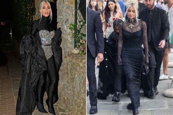 Kim Kardashian Dazzles In Sparkly Crop Top & Matching Hot Pants At Kourtney’s Reception: Watch