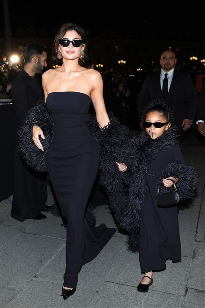 Kylie Jenner & Daughter Stormi, 5, Twin in Matching Black Dresses at Valentino’s Paris Fashion Week Show