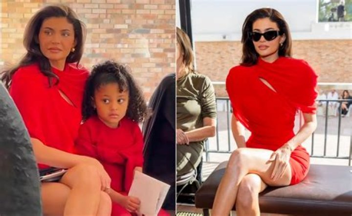 Kylie Jenner & Daughter Stormi Match in Red Outfits as They Sit Front Row at Fashion Show