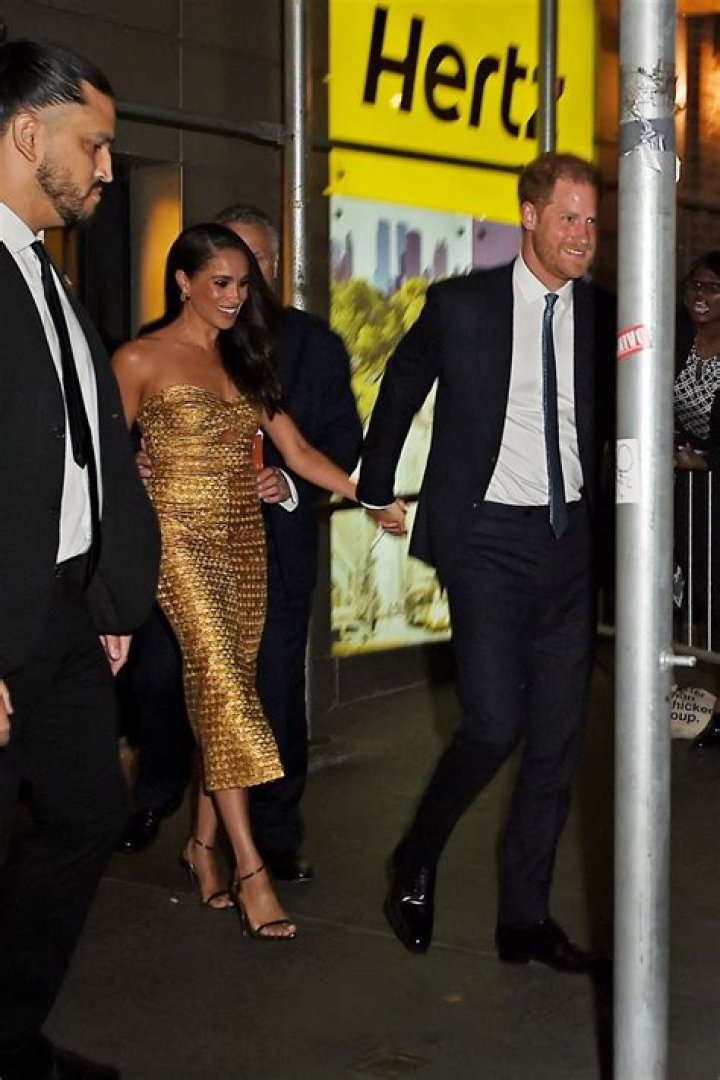 Meghan Markle Rocks Gold Gown At NYC Gala With Prince Harry After Skipping Coronation: Photos