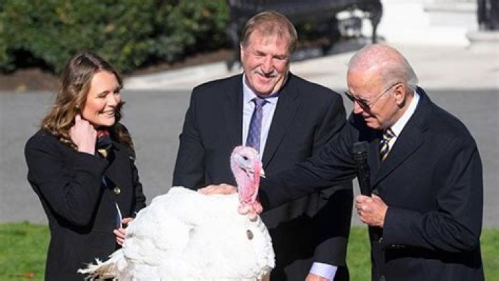 President Biden Pardons 2 Turkeys On White House Lawn & Jokes About Lack Of ‘Red Wave’ In Midterms