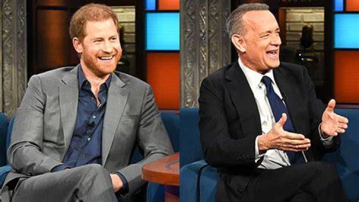 Prince Harry Pelts Tom Hanks With Rose Petals On ‘The Late Show’ – Hollywood Life