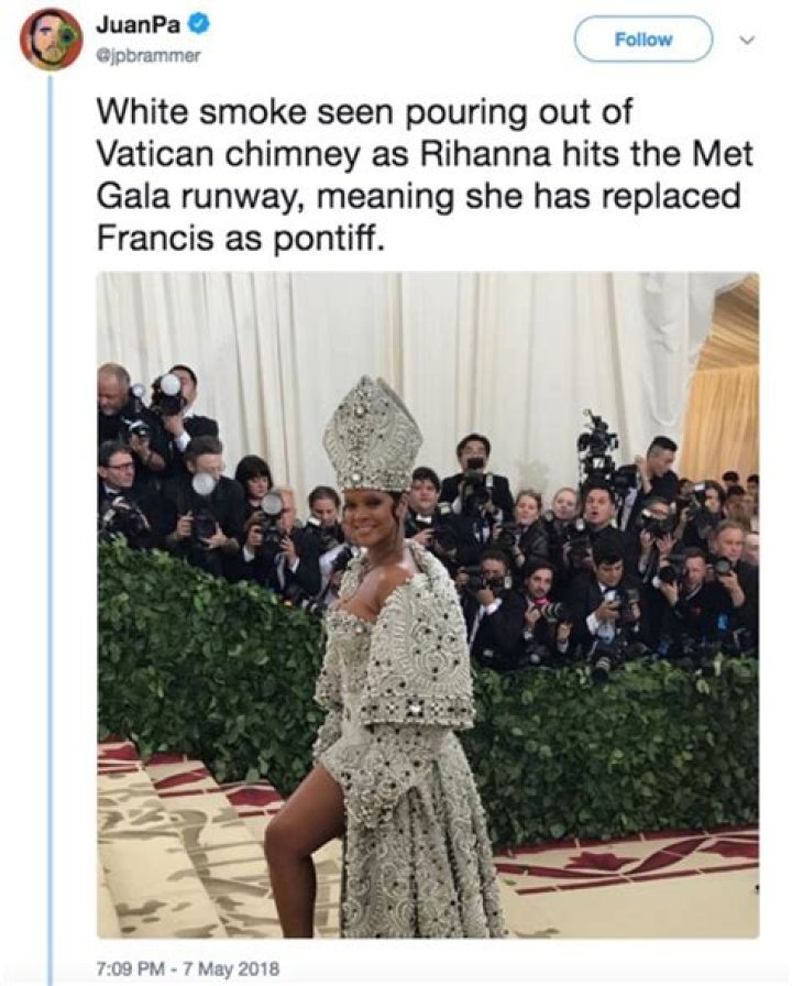 Rihanna’s Pope Headpiece Memes– Pics