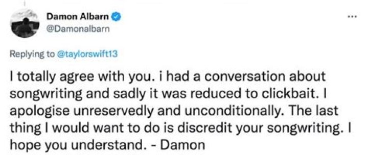 Taylor Swift Reacts To Damon Albarn’s Diss About Not Writing Songs – Hollywood Life